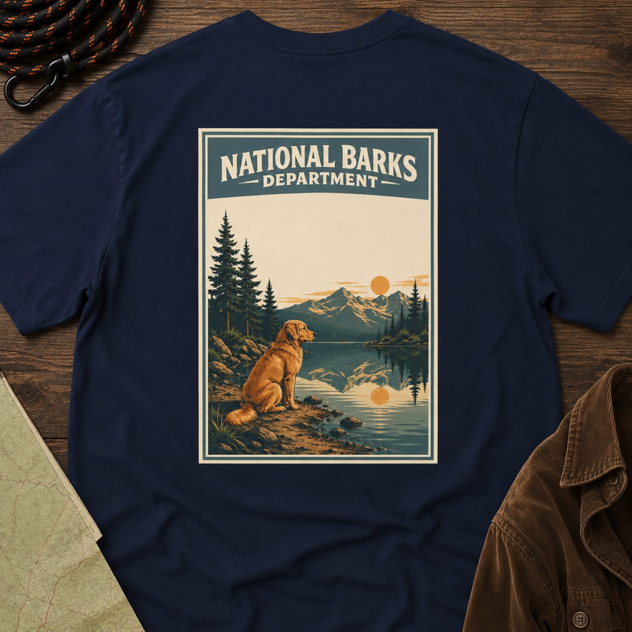National Barks Department Lake Watch Golden Retriever Shirt product mockup