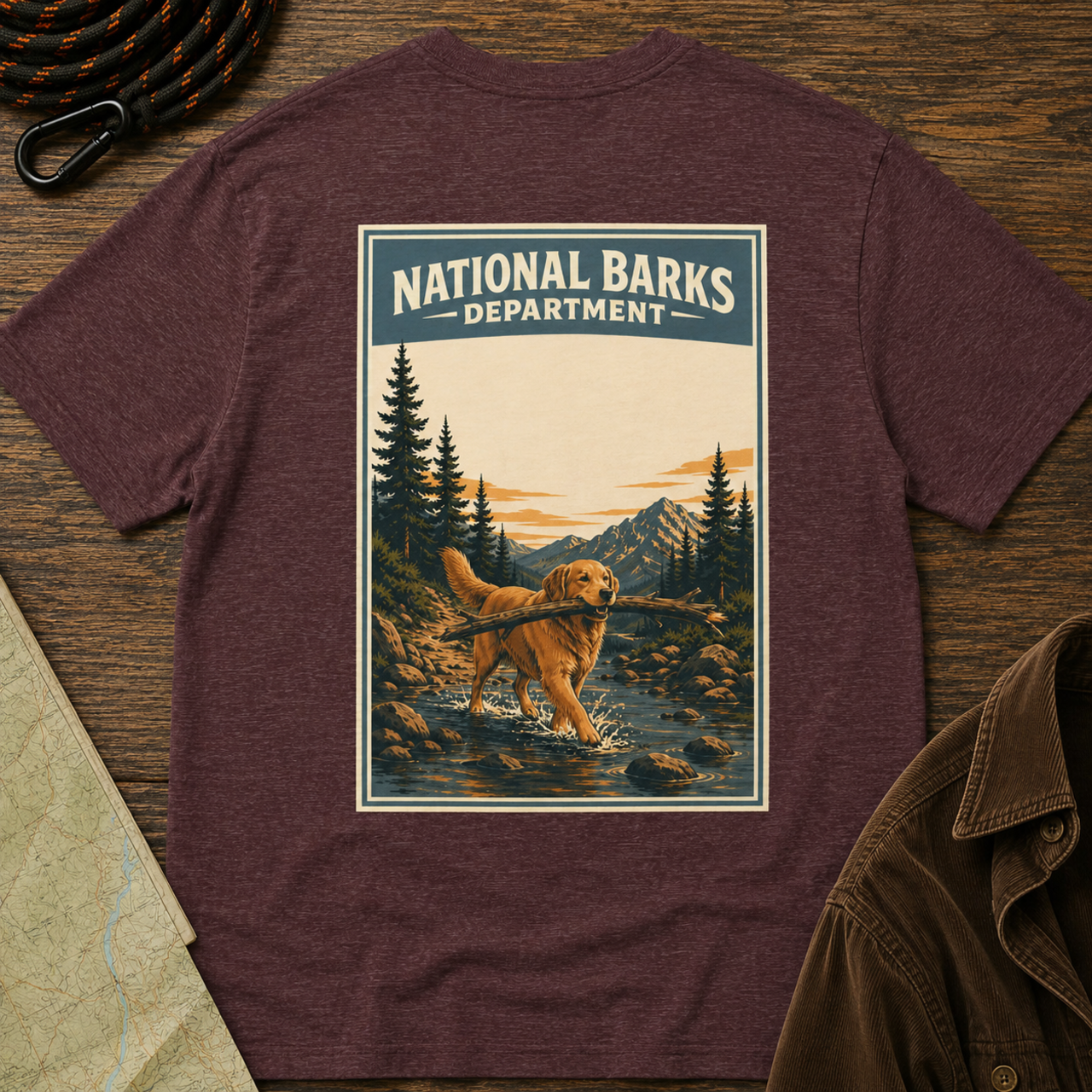 National Barks Department Stick Recovery Unit Golden Retriever Shirt product mockup