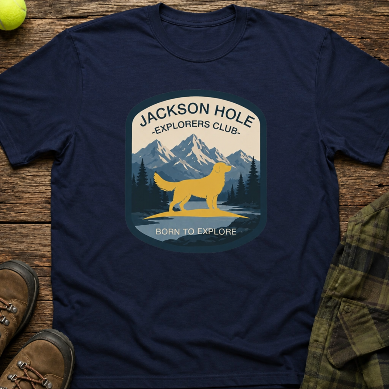 National Barks Department Grand Teton Golden Retriever Shirt product mockup