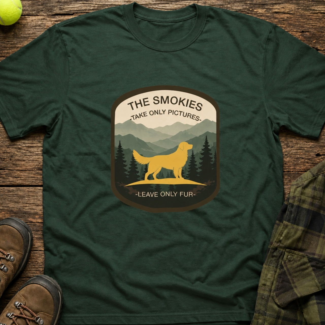 National Barks Department Great Smoky Mountains Golden Retriever Shirt product mockup