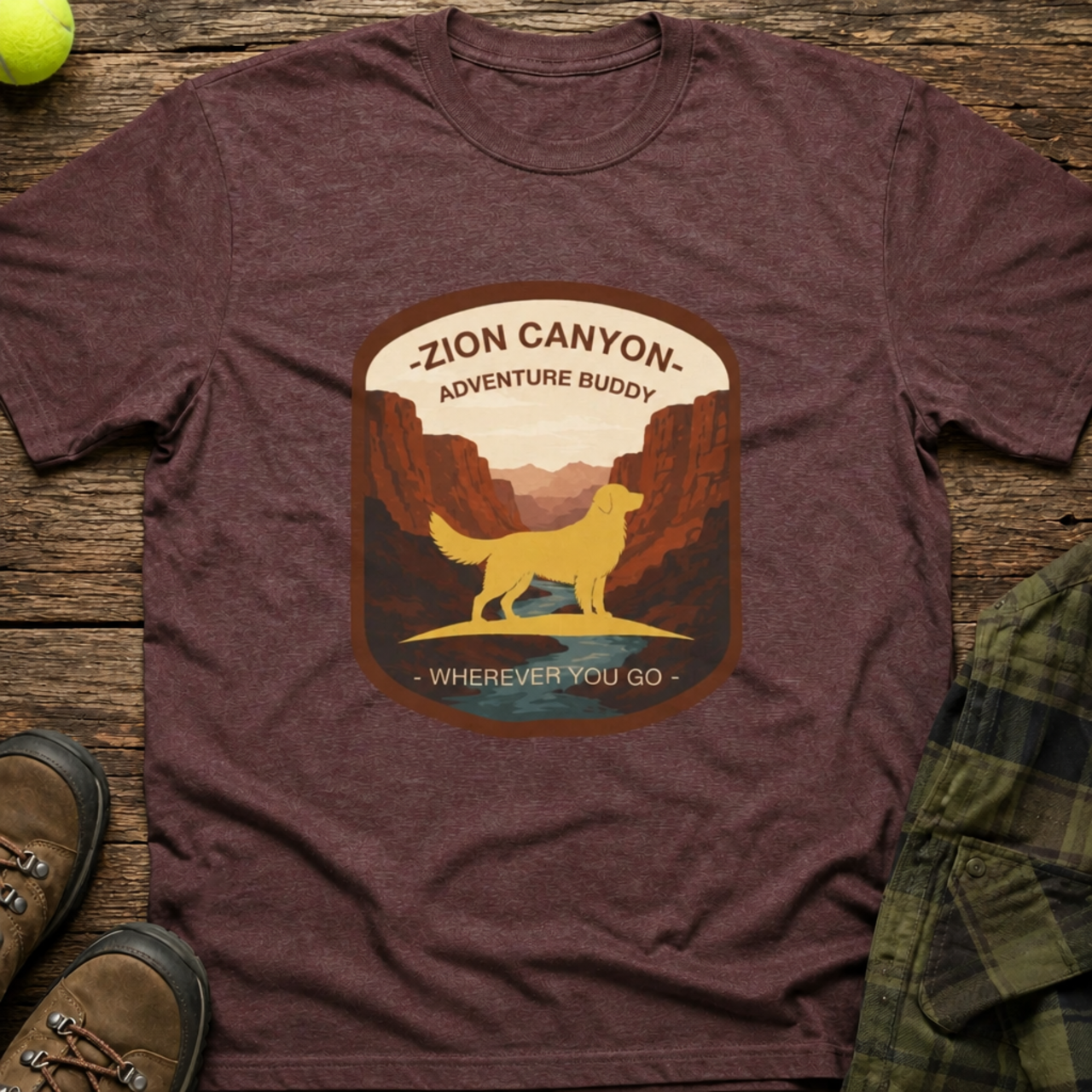 National Barks Department Zion Golden Retriever Shirt product mockup